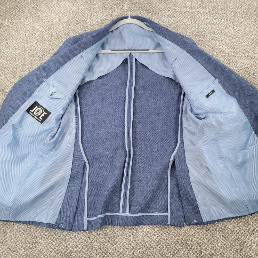Joseph Abboud Mens 42 Long Slim Fit Blue Cotton Linen Blend Blazer Sport Coat
